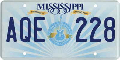 MS license plate AQE228