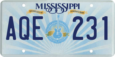 MS license plate AQE231