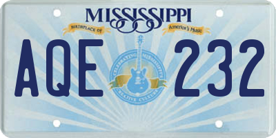MS license plate AQE232