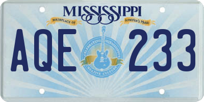 MS license plate AQE233