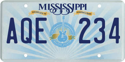MS license plate AQE234