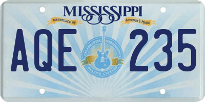 MS license plate AQE235