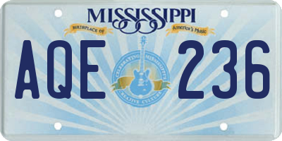 MS license plate AQE236