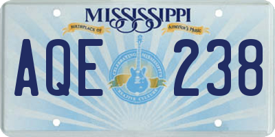 MS license plate AQE238