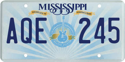 MS license plate AQE245