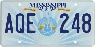 MS license plate AQE248