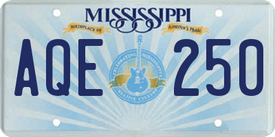 MS license plate AQE250