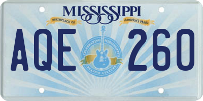 MS license plate AQE260