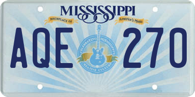 MS license plate AQE270