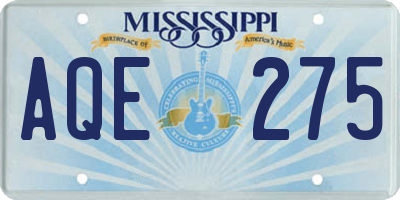 MS license plate AQE275