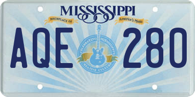 MS license plate AQE280