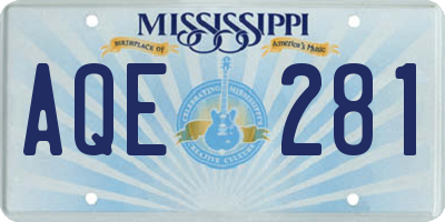 MS license plate AQE281