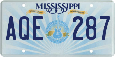 MS license plate AQE287