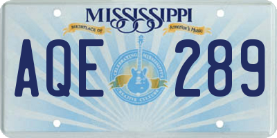 MS license plate AQE289