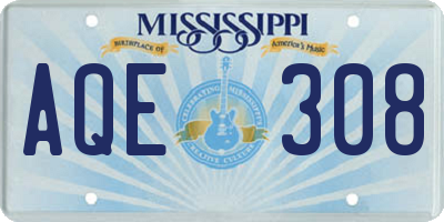 MS license plate AQE308