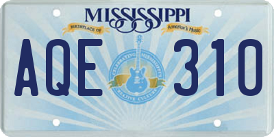 MS license plate AQE310