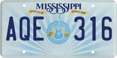 MS license plate AQE316