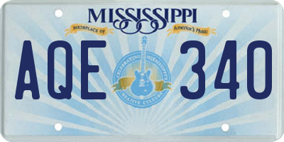 MS license plate AQE340