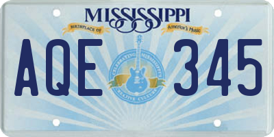 MS license plate AQE345