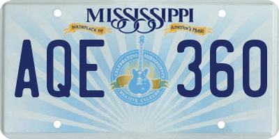 MS license plate AQE360