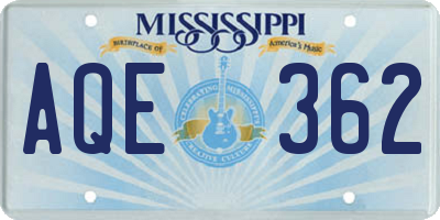 MS license plate AQE362
