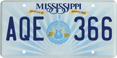 MS license plate AQE366