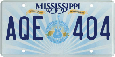 MS license plate AQE404