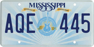 MS license plate AQE445