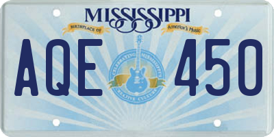 MS license plate AQE450