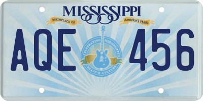 MS license plate AQE456