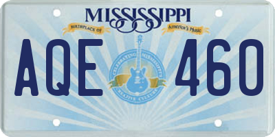 MS license plate AQE460
