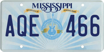 MS license plate AQE466