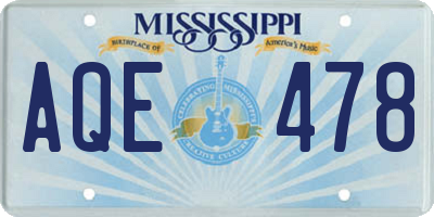MS license plate AQE478
