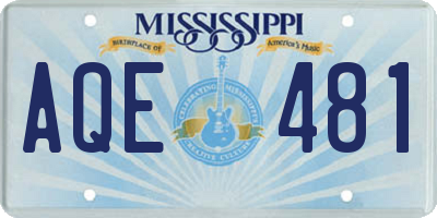 MS license plate AQE481