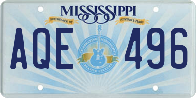 MS license plate AQE496