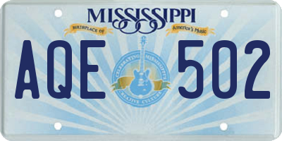 MS license plate AQE502