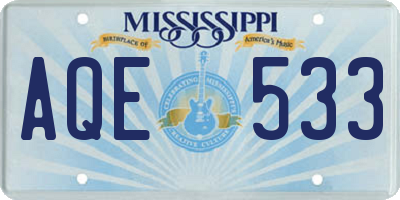 MS license plate AQE533