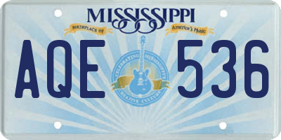 MS license plate AQE536