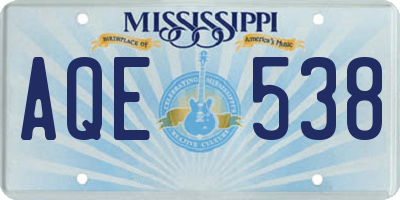MS license plate AQE538