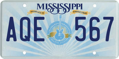 MS license plate AQE567