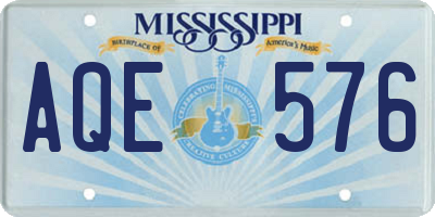 MS license plate AQE576