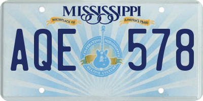 MS license plate AQE578