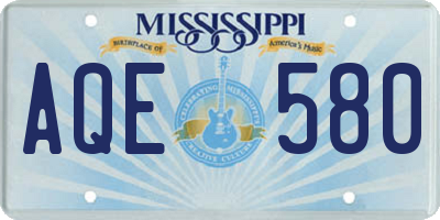 MS license plate AQE580