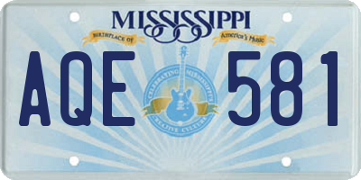 MS license plate AQE581