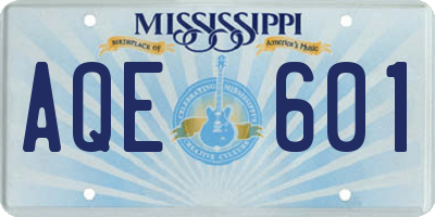 MS license plate AQE601