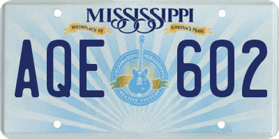 MS license plate AQE602