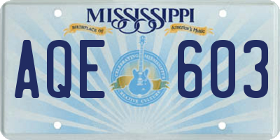 MS license plate AQE603