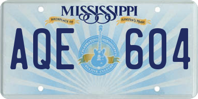 MS license plate AQE604