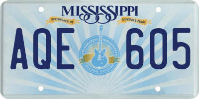 MS license plate AQE605