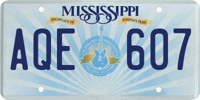 MS license plate AQE607